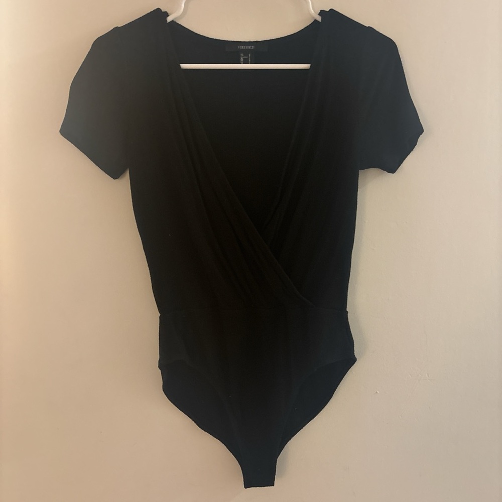 Forever 21 Black Wrap Bodysuit